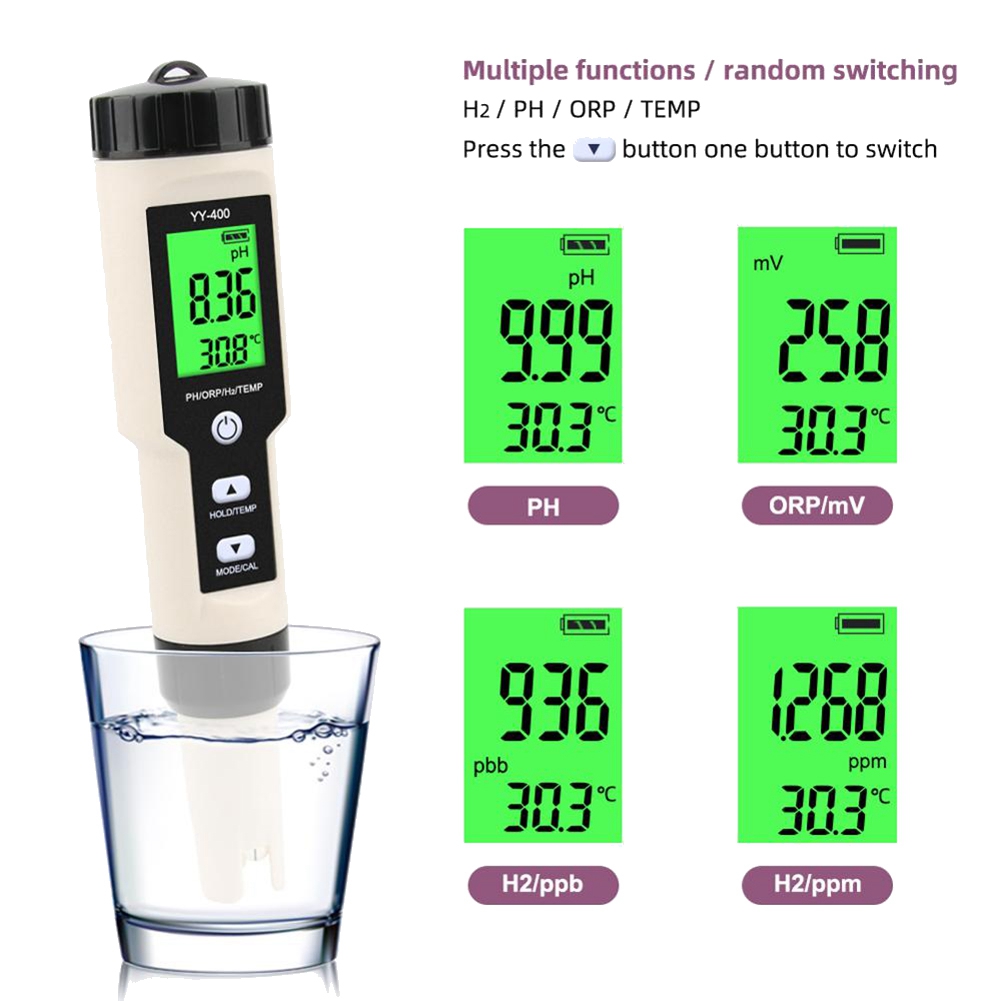 4 in 1 YY-400 PH/ORP/H2&TEM Me - Ph Up Down Solution ulasan dan harga